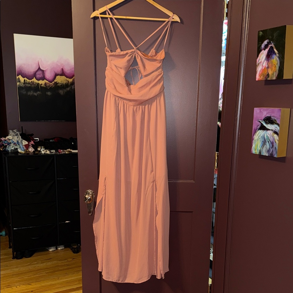Boho maxi dress terra cotta rose (L)